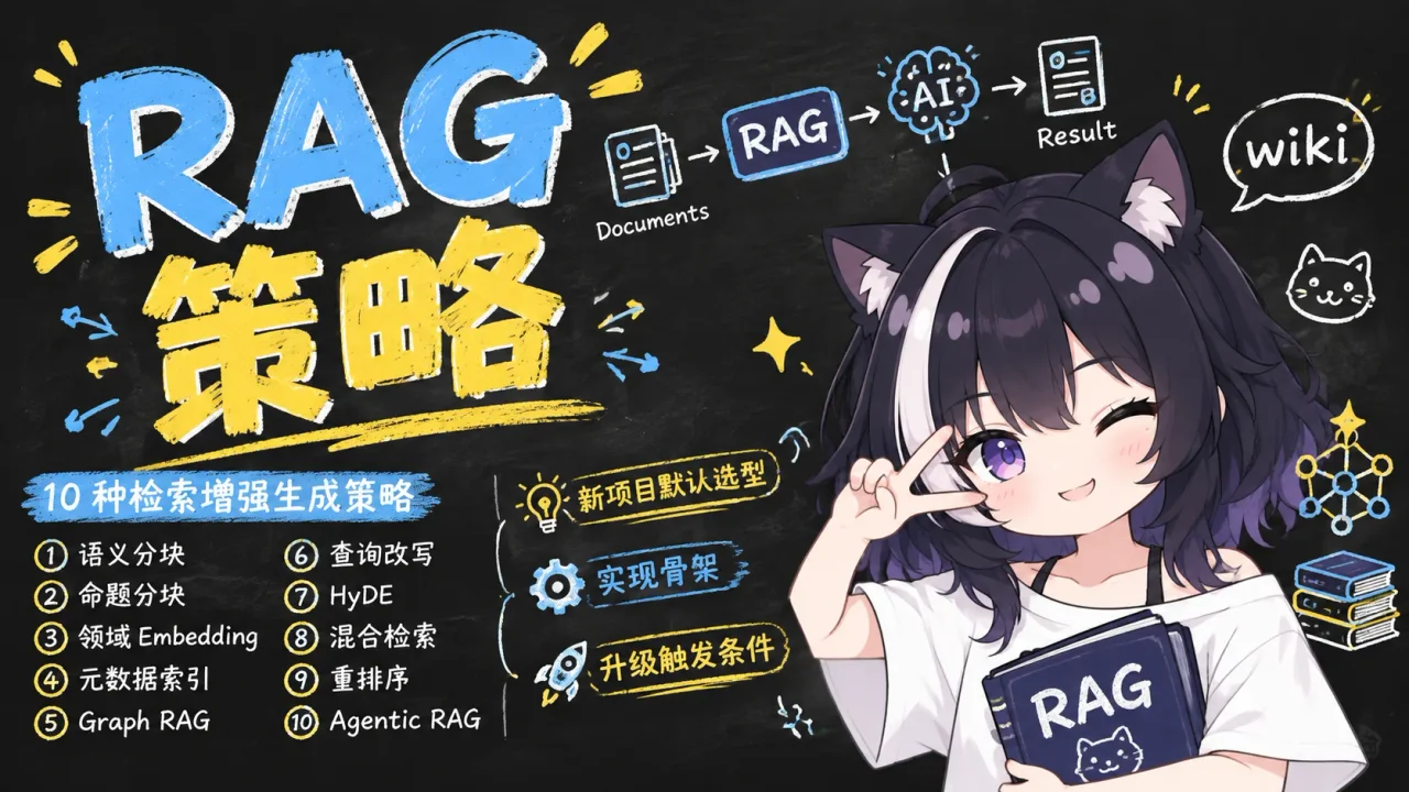 RAG 检索增强生成 10 种策略：分块、混合检索与重排序选型 - 封面图
